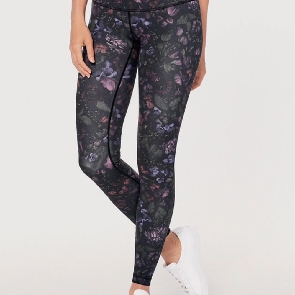 Lululemon Athletica Floral Leggings - Black and Purple